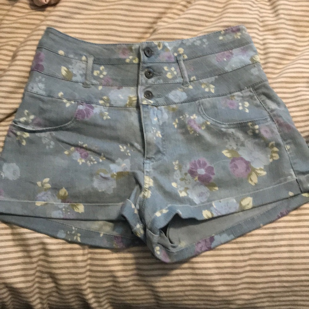 High waisted floral shorts